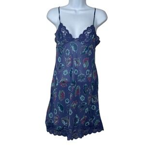 Victoria's Secret Slip Dress Blue Lace Sheer SMALL Nightie Chemise Lingerie Y2K